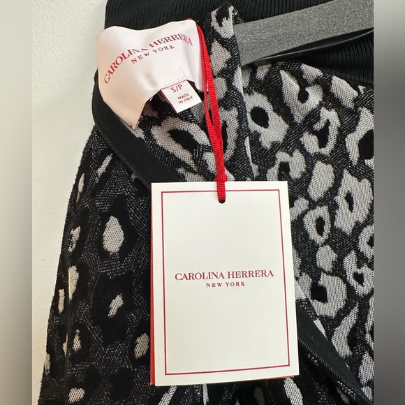 Carolina Herrera Leopard Jacquard Turtleneck Midi Dress - Picture 5 of 7